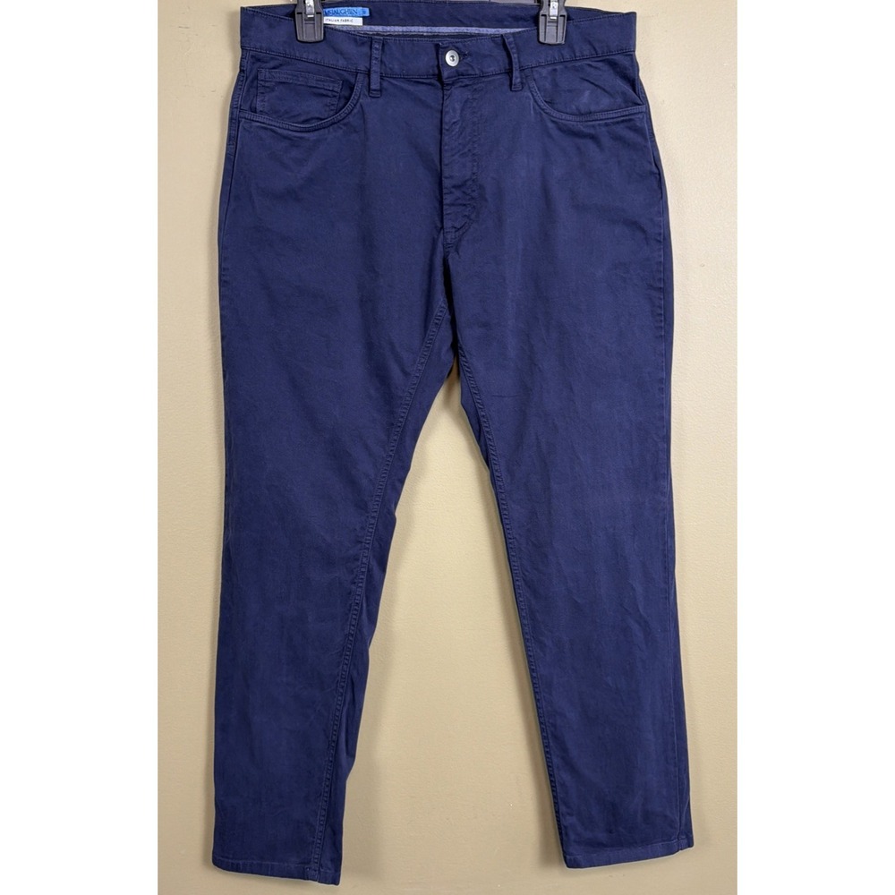 J Mclaughlin Pants Mens 32  Navy Flat Front Chino 5 Pockets Italian Fabric
